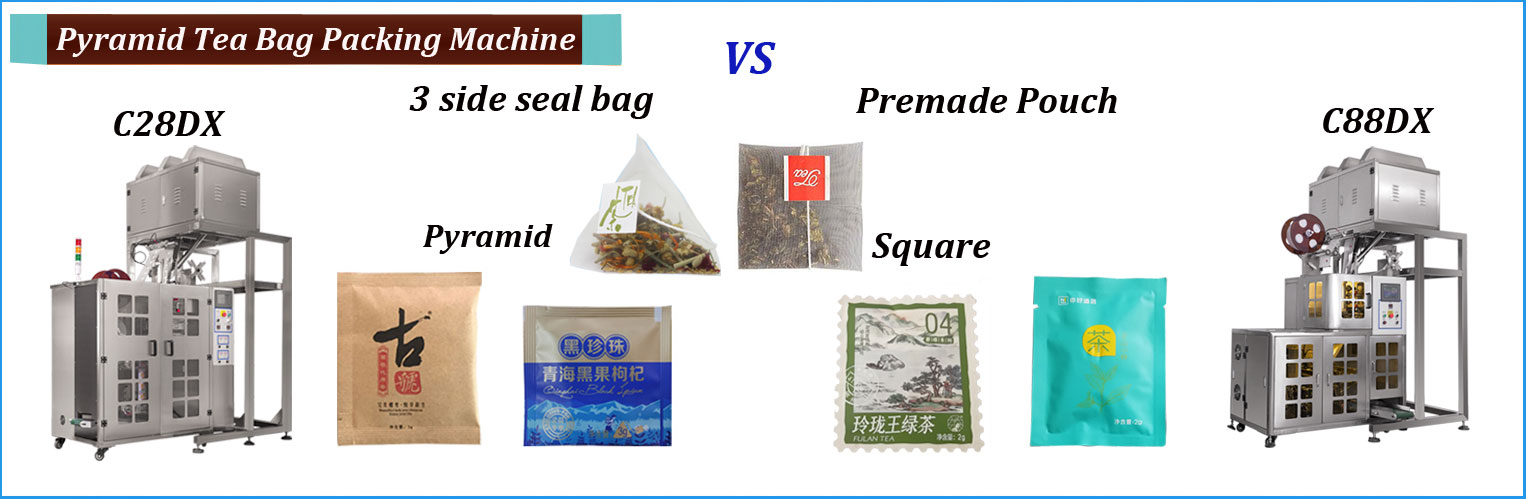 Pyramid tea bag machine
